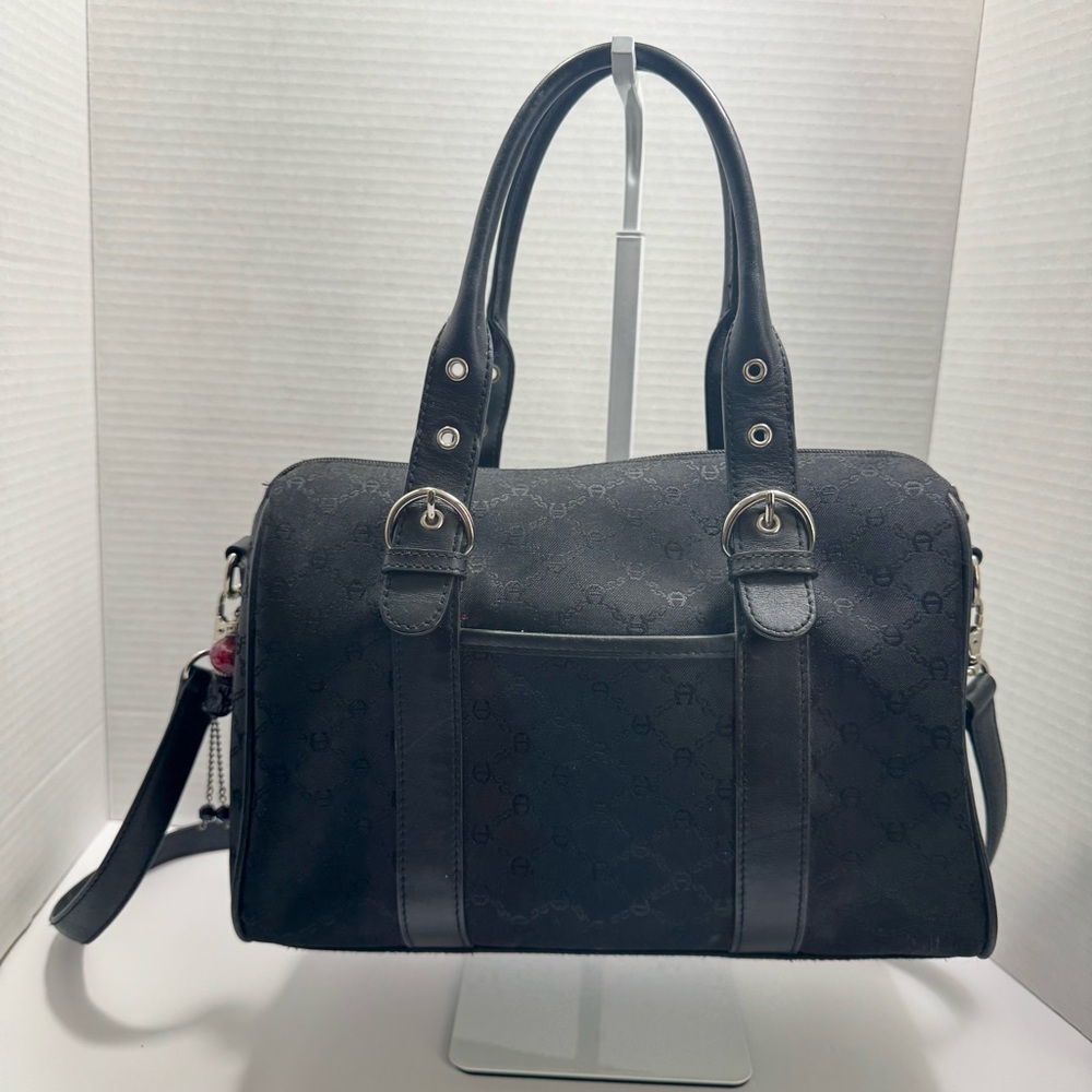 Etienne Aigner Signature Canvas & Leather Trim Purse, Black, Keychain Included